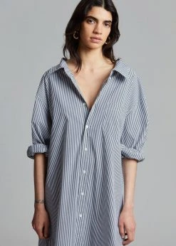 The Frankie Shop CLOTHING Talia Shirt Dress - Black/White Stripe 14 The Frankie Shop CLOTHING Talia Shirt Dress - Black/White Stripe