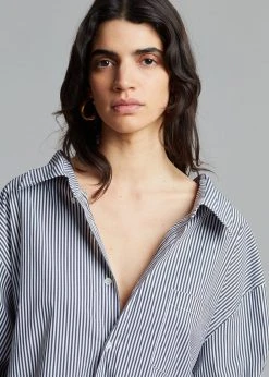 The Frankie Shop CLOTHING Talia Shirt Dress - Black/White Stripe 17 The Frankie Shop CLOTHING Talia Shirt Dress - Black/White Stripe