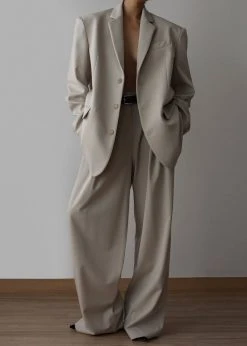 The Frankie Shop Tansy Oversized Blazer - Beige CLOTHING