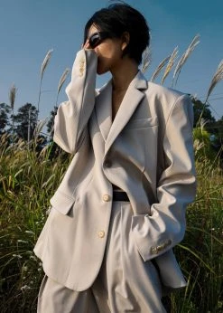 The Frankie Shop Tansy Oversized Blazer - Beige CLOTHING