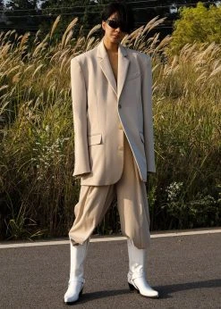 The Frankie Shop Tansy Oversized Blazer - Beige CLOTHING