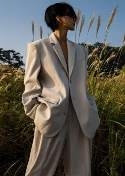 The Frankie Shop Tansy Oversized Blazer - Beige CLOTHING