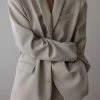 The Frankie Shop Tansy Oversized Blazer - Beige CLOTHING