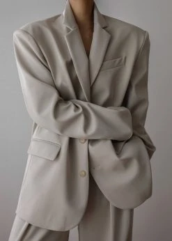 The Frankie Shop Tansy Oversized Blazer - Beige CLOTHING