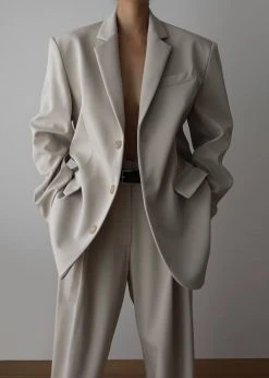 The Frankie Shop Tansy Oversized Blazer - Beige CLOTHING