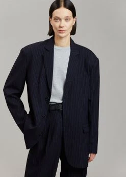 The Frankie Shop CLOTHING Tansy Oversized Blazer - Navy Pinstripe