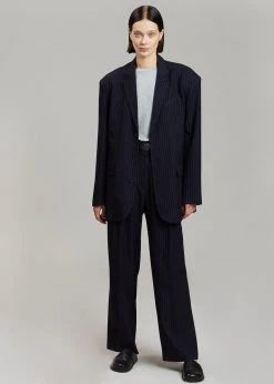 The Frankie Shop CLOTHING Tansy Oversized Blazer - Navy Pinstripe
