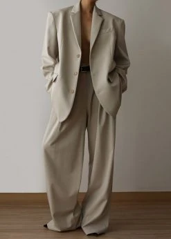 The Frankie Shop Tansy Pleated Trousers - Beige CLOTHING