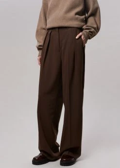The Frankie Shop CLOTHING Tansy Pleated Trousers - Chocolate
