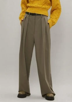 The Frankie Shop Tansy Pleated Trousers - Olive CLOTHING 12 The Frankie Shop Tansy Pleated Trousers - Olive CLOTHING