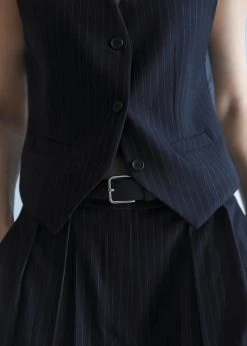 The Frankie Shop Tansy Tailored Vest - Navy Pinstripe CLOTHING