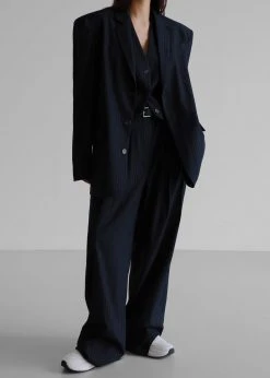 The Frankie Shop Tansy Tailored Vest - Navy Pinstripe CLOTHING