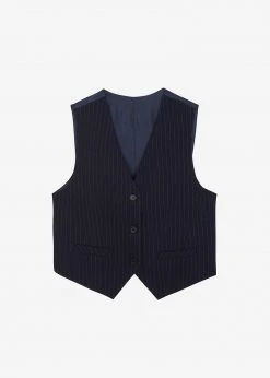 The Frankie Shop Tansy Tailored Vest - Navy Pinstripe CLOTHING