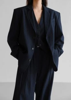 The Frankie Shop Tansy Tailored Vest - Navy Pinstripe CLOTHING