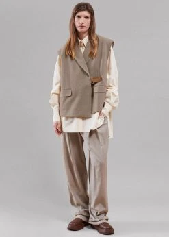 The Frankie Shop CLOTHING Tapiro Belted Vest - Beige Melange