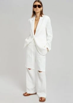 Blossom Tara Linen Blazer - Off White CLOTHING