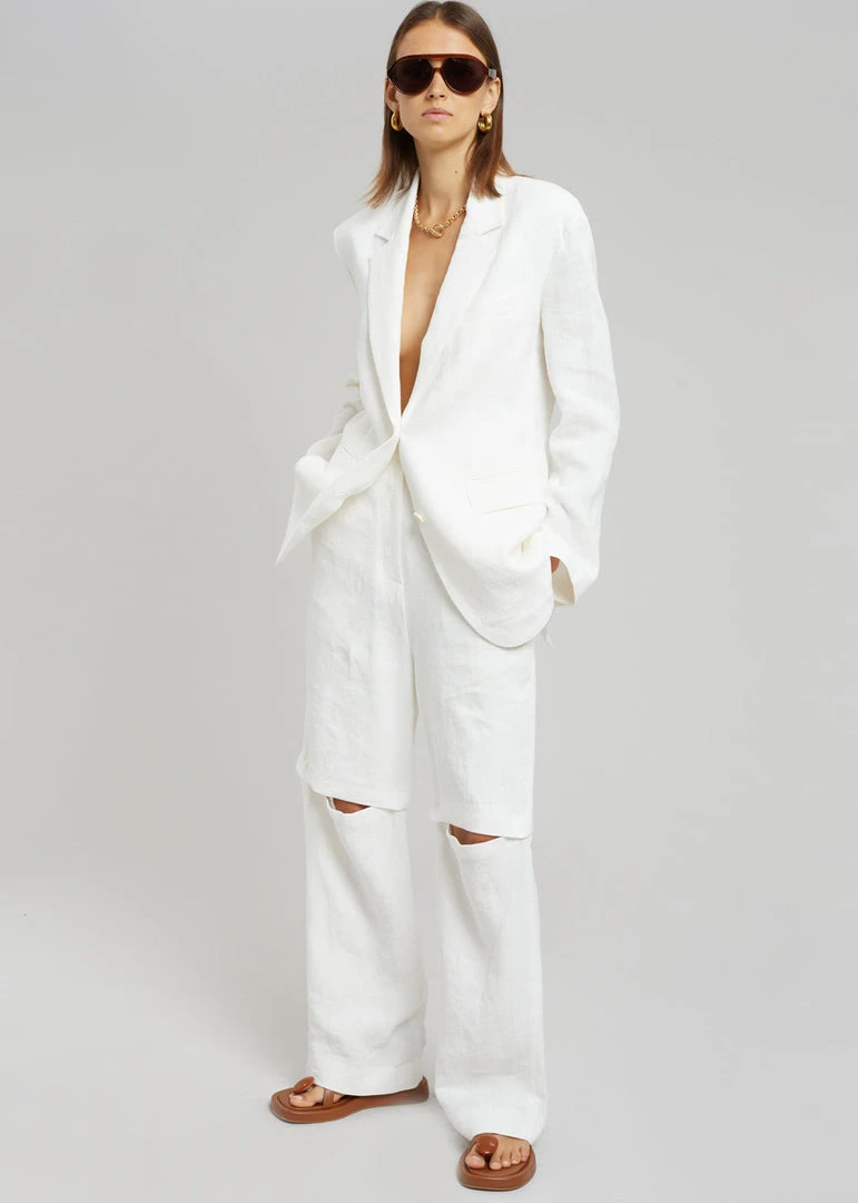 Blossom Tara Linen Blazer - Off White CLOTHING 2 Blossom Tara Linen Blazer - Off White CLOTHING