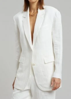 Blossom Tara Linen Blazer - Off White CLOTHING 13 Blossom Tara Linen Blazer - Off White CLOTHING