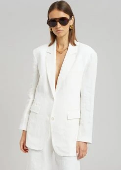 Blossom Tara Linen Blazer - Off White CLOTHING 15 Blossom Tara Linen Blazer - Off White CLOTHING