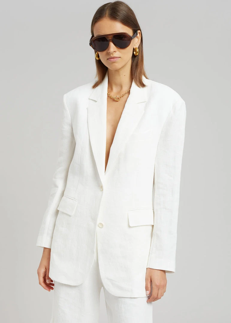 Blossom Tara Linen Blazer - Off White CLOTHING 5 Blossom Tara Linen Blazer - Off White CLOTHING
