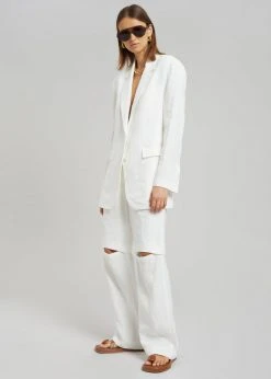 Blossom Tara Linen Blazer - Off White CLOTHING 18 Blossom Tara Linen Blazer - Off White CLOTHING