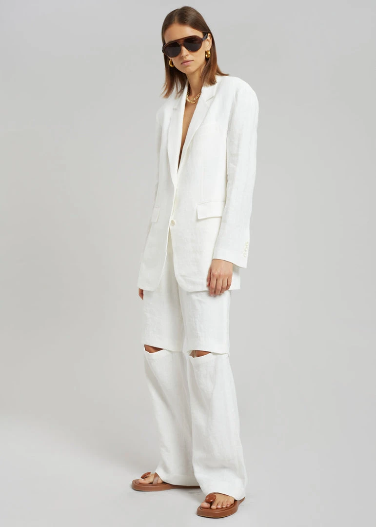 Blossom Tara Linen Blazer - Off White CLOTHING 8 Blossom Tara Linen Blazer - Off White CLOTHING