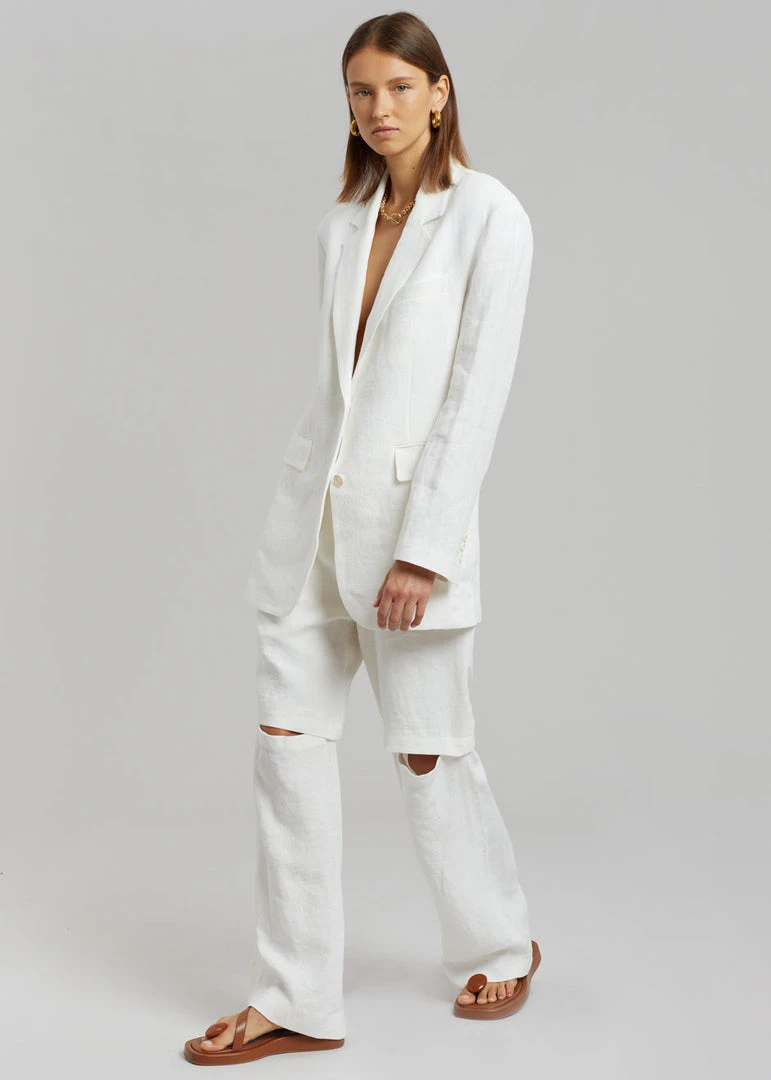Blossom Tara Linen Blazer - Off White CLOTHING 6 Blossom Tara Linen Blazer - Off White CLOTHING