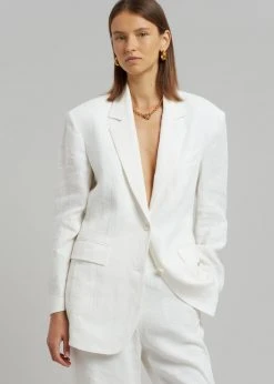 Blossom Tara Linen Blazer - Off White CLOTHING 17 Blossom Tara Linen Blazer - Off White CLOTHING