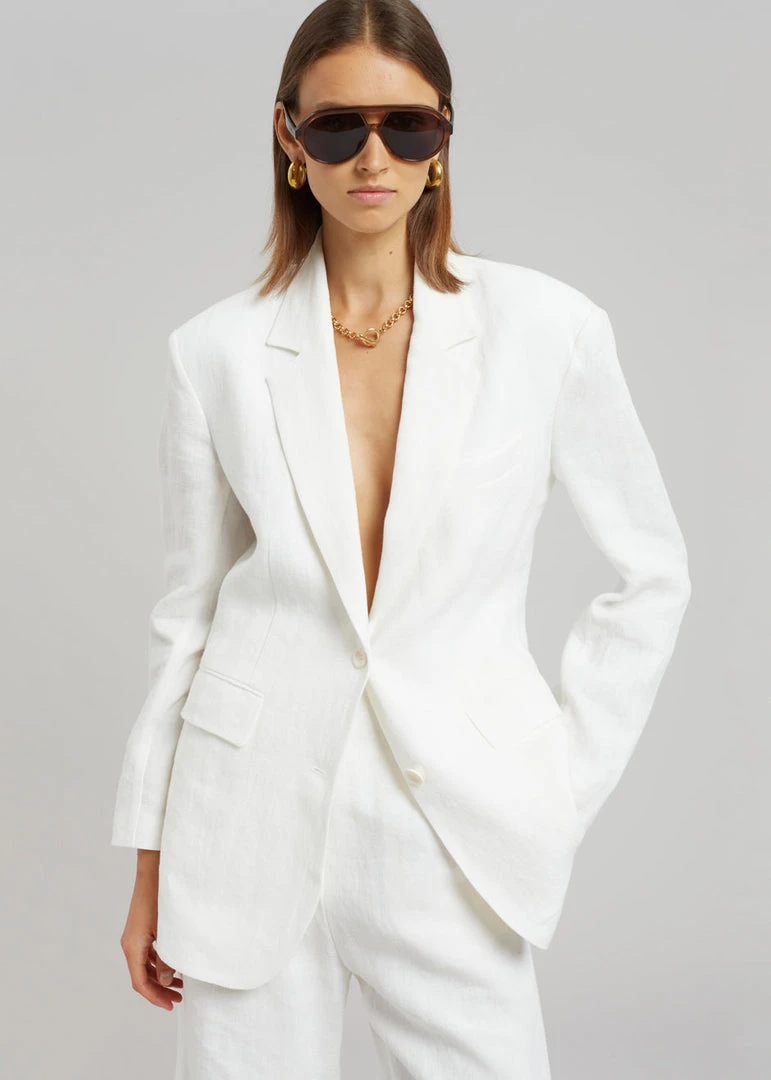 Blossom Tara Linen Blazer - Off White CLOTHING 1 Blossom Tara Linen Blazer - Off White CLOTHING