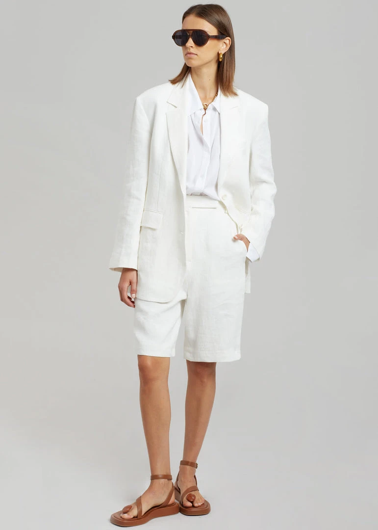 Blossom Tara Linen Blazer - Off White CLOTHING 4 Blossom Tara Linen Blazer - Off White CLOTHING