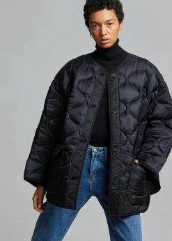 The Frankie Shop Teddy Quilted Jacket - Black