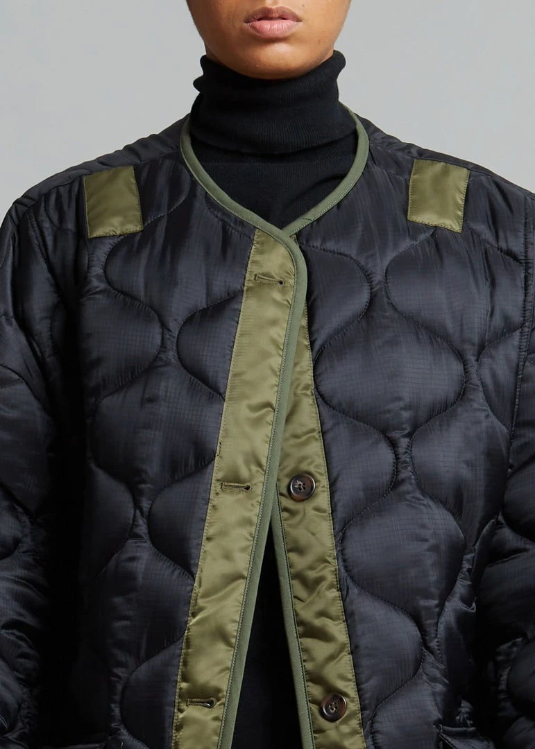 The Frankie Shop Teddy Quilted Jacket - Black/Olive 6 The Frankie Shop Teddy Quilted Jacket - Black/Olive
