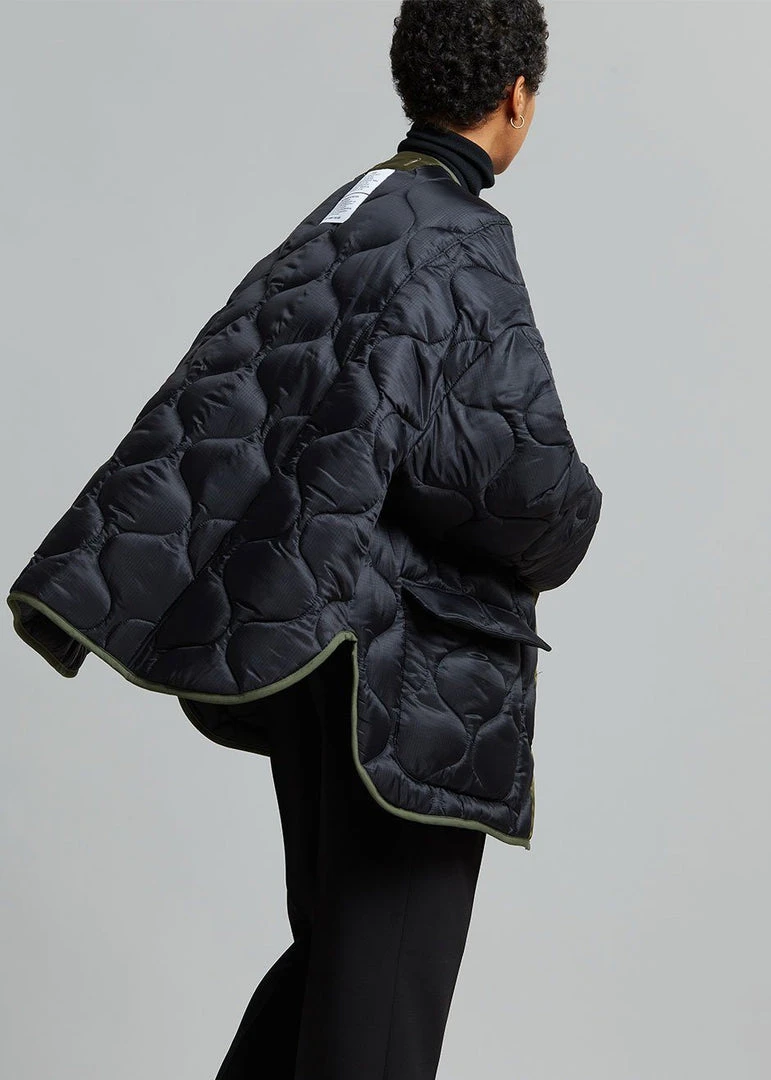 The Frankie Shop Teddy Quilted Jacket - Black/Olive 2 The Frankie Shop Teddy Quilted Jacket - Black/Olive