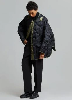 The Frankie Shop Teddy Quilted Jacket - Black/Olive 10 The Frankie Shop Teddy Quilted Jacket - Black/Olive