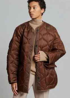 The Frankie Shop CLOTHING Teddy Quilted Jacket - Chocolate