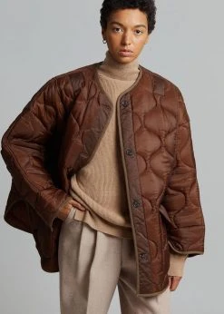 The Frankie Shop CLOTHING Teddy Quilted Jacket - Chocolate