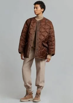 The Frankie Shop CLOTHING Teddy Quilted Jacket - Chocolate