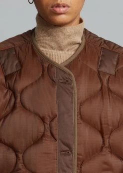 The Frankie Shop CLOTHING Teddy Quilted Jacket - Chocolate