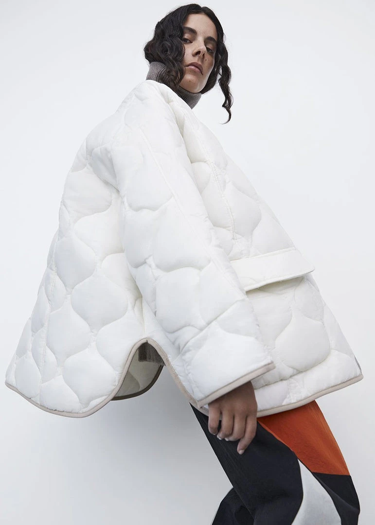 The Frankie Shop CLOTHING Teddy Quilted Jacket - Ivory/Clay 2 The Frankie Shop CLOTHING Teddy Quilted Jacket - Ivory/Clay