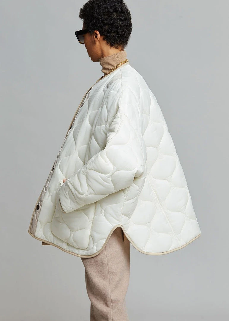 The Frankie Shop CLOTHING Teddy Quilted Jacket - Ivory/Clay 4 The Frankie Shop CLOTHING Teddy Quilted Jacket - Ivory/Clay