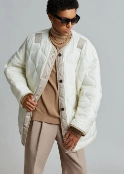 The Frankie Shop CLOTHING Teddy Quilted Jacket - Ivory/Clay 13 The Frankie Shop CLOTHING Teddy Quilted Jacket - Ivory/Clay