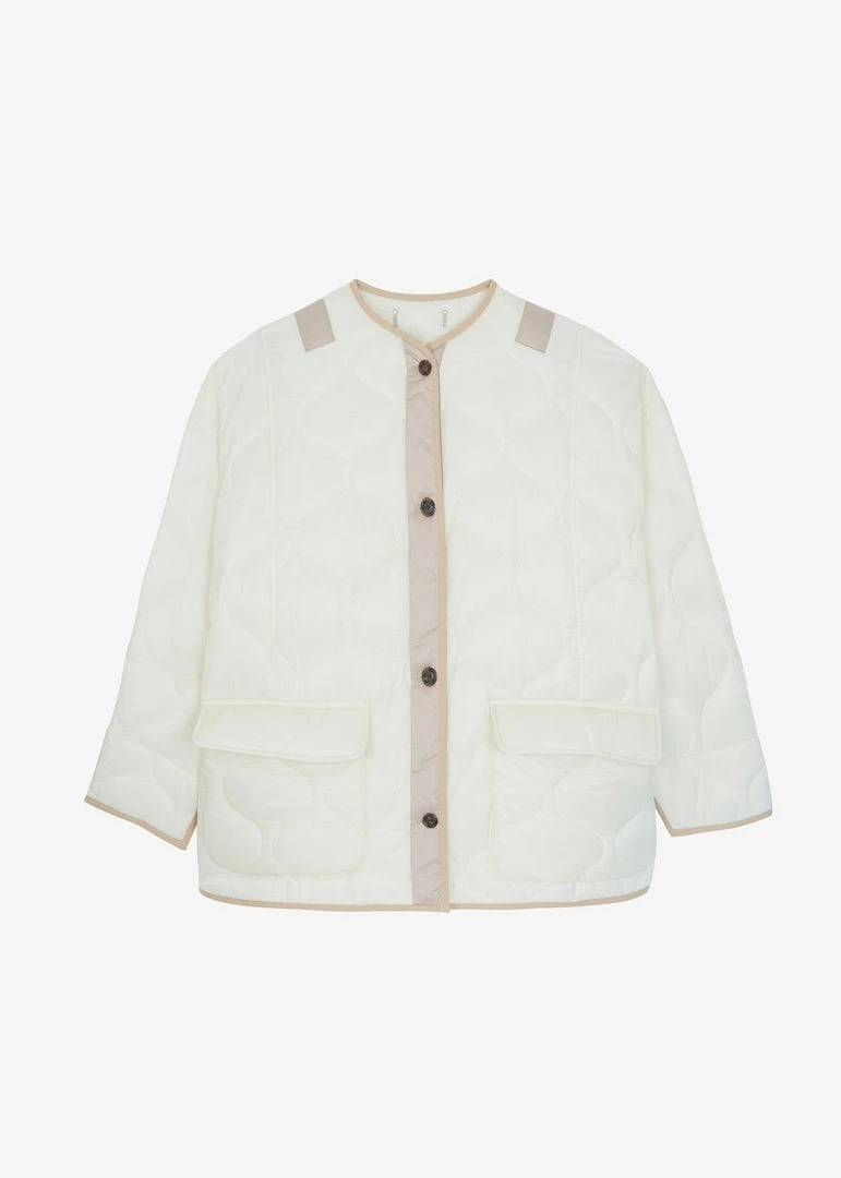 The Frankie Shop CLOTHING Teddy Quilted Jacket - Ivory/Clay 8 The Frankie Shop CLOTHING Teddy Quilted Jacket - Ivory/Clay