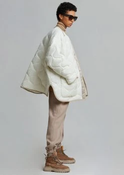 The Frankie Shop CLOTHING Teddy Quilted Jacket - Ivory/Clay 14 The Frankie Shop CLOTHING Teddy Quilted Jacket - Ivory/Clay