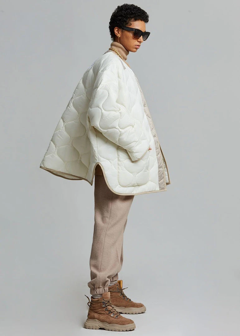 The Frankie Shop CLOTHING Teddy Quilted Jacket - Ivory/Clay 7 The Frankie Shop CLOTHING Teddy Quilted Jacket - Ivory/Clay