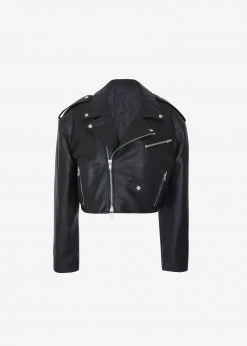 The Frankie Shop CLOTHING Tidus Cropped Biker Jacket - Black