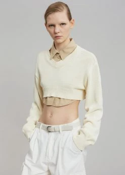 The Frankie Shop Titou Cropped Sweater - Cream