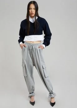 The Frankie Shop Titou Cropped Sweater - Navy CLOTHING