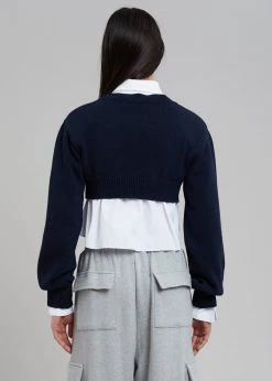 The Frankie Shop Titou Cropped Sweater - Navy CLOTHING
