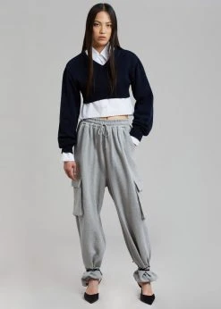 The Frankie Shop Titou Cropped Sweater - Navy CLOTHING