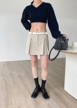 The Frankie Shop Titou Cropped Sweater - Navy CLOTHING